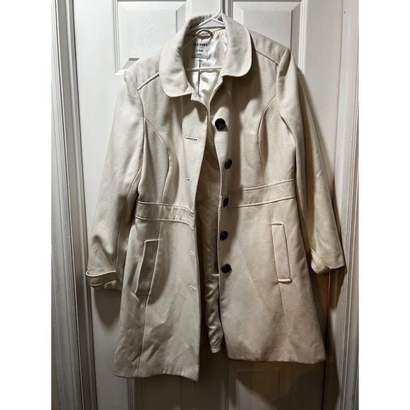 Old Navy Jackets & Blazers - Euc Old Navy Peacoat Womens White Double Breasted Button Up Coat Long Size XL